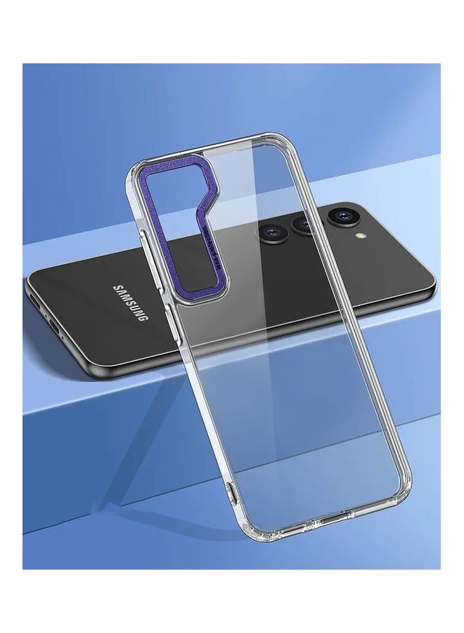 IAF حافظة شفافة مضادة للصدمات رفيعة من سامسونج جالاكسي S23 بلس، هجين صلب PC + TPU، إطار عدسة كاميرا معدني شفاف/بنفسجي