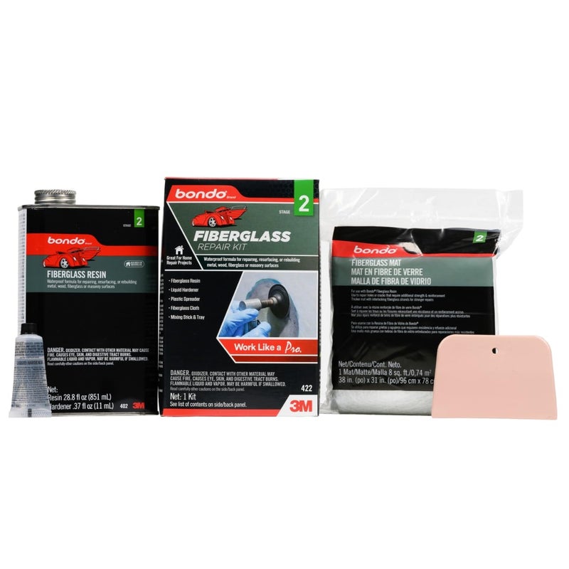 3M Bondo Fiberglass Resin Repair Kit, 00422, 0.9 Quart - Image 1