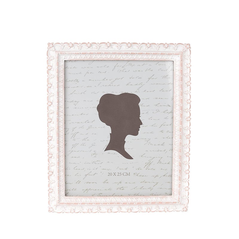 AELS 8x10 Inch Vintage Picture Frame, Elegant Antique Photo Frames with Glass Front, Photo Display, Tabletop Wall Hanging, Gift Ideas, White and Pink - Image 1