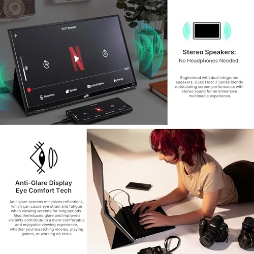 MP New Mobile Pixels Duex Float 2 Pro 2.5 K Portable Monitor, 16" Laptop Screen Extender (Built-in Kickstand), USB C/HDMI Stacked Monitor Extender with Dual Speakers, Windows, MacOS, Switch, Android - Image 5