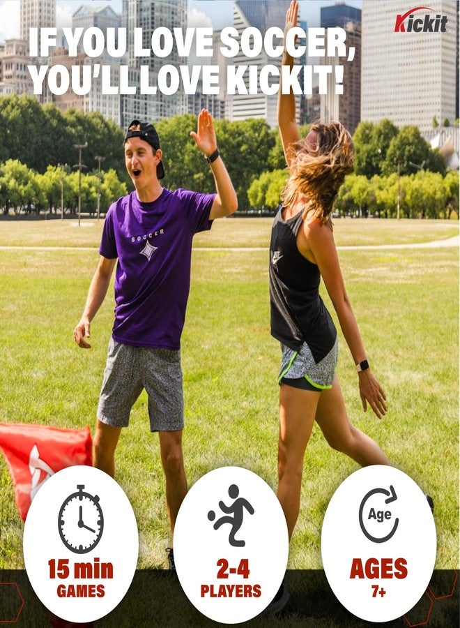 Kickit Soccer Tennis Game Set, Portable 6.5' Wide x 2' High Net & Soft Lightweight Ball, Play Outdoors, Indoors, Backyard, Beach, Complete Skills Training & Travel Friendly, Original - Image 2