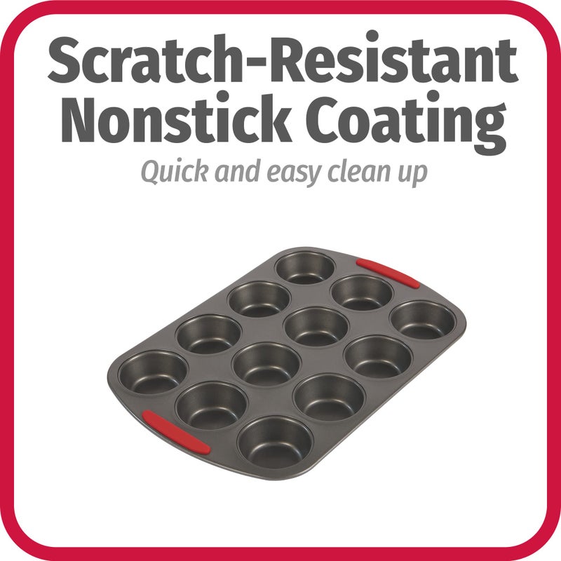 GoodCook 5-Piece Mega Grip Nonstick Bakeware Set â€“ Cookie Sheet Pan, 2 9â€ Round Cake Pans, 13â€ x 9â€ Bake & Roast Pan, 12-Cup Muffin Pan - Baking Supplies, Baking Pans Set - Image 4