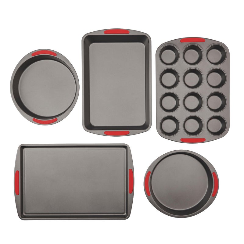 GoodCook 5-Piece Mega Grip Nonstick Bakeware Set â€“ Cookie Sheet Pan, 2 9â€ Round Cake Pans, 13â€ x 9â€ Bake & Roast Pan, 12-Cup Muffin Pan - Baking Supplies, Baking Pans Set - Image 1