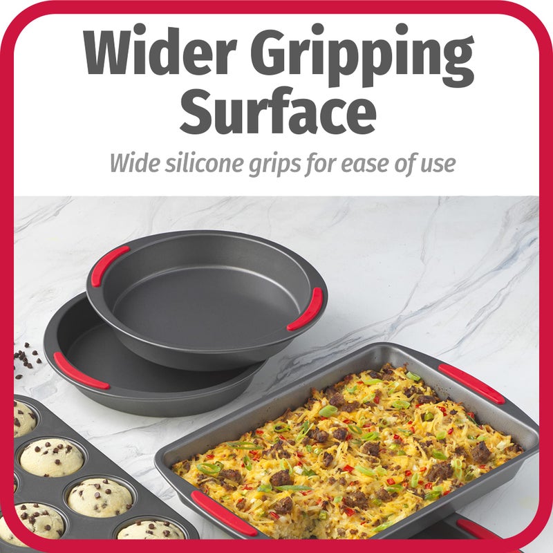 GoodCook 5-Piece Mega Grip Nonstick Bakeware Set â€“ Cookie Sheet Pan, 2 9â€ Round Cake Pans, 13â€ x 9â€ Bake & Roast Pan, 12-Cup Muffin Pan - Baking Supplies, Baking Pans Set - Image 5