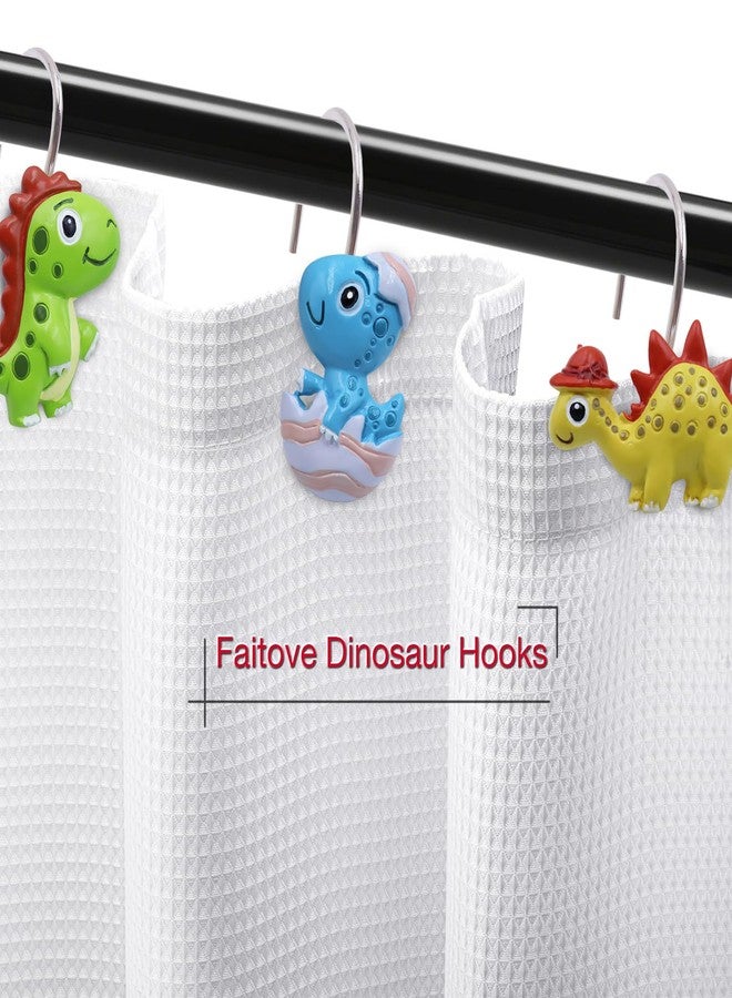 Faitove Dinosaur Shower Curtain Hooks Stainless Steel Kids Cute Funny T-Rex Dino Bathroom Decor Rings Colorful Resin Hangers for Boys Girls 12 PCS - Image 5