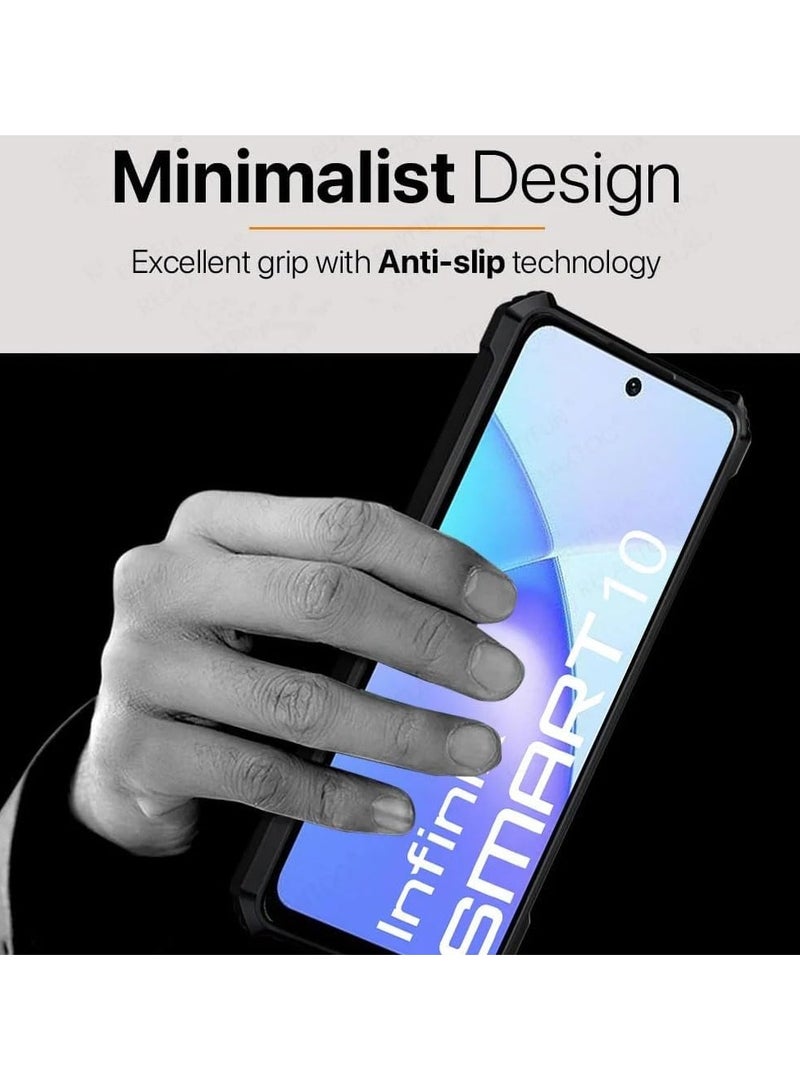 general Case Compatible Infinix Smart 10 【Droproof】 【Sweat-proof】 【Fingerprint-proof】 Shock-proof TPU+PC Clear Protective Phone Case - Image 4