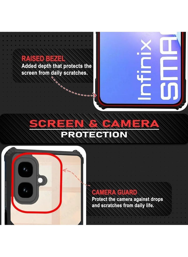 general Case Compatible Infinix Smart 10 【Droproof】 【Sweat-proof】 【Fingerprint-proof】 Shock-proof TPU+PC Clear Protective Phone Case - Image 3