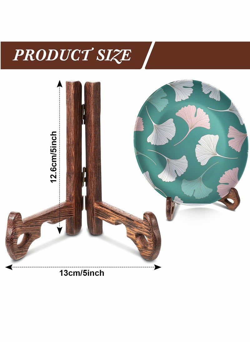 Set of 2 Red Wooden Plate and Picture Display Stands - 5 Inch Easel Holders for Home Decor, Weddings, and Parties - Image 4