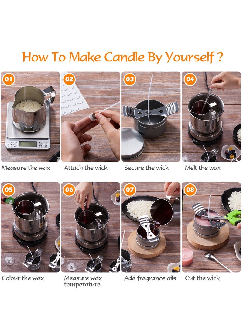 Captaintech Candle Making Kit Crafting DIY Scented Wax Candle Making Supplies Melting Pot Fragrance Oil - Image 2