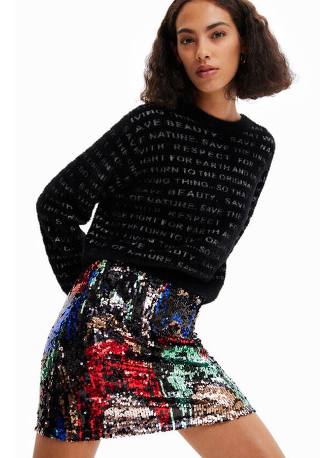 DESIGUAL Sequin slim mini skirt - Image 1