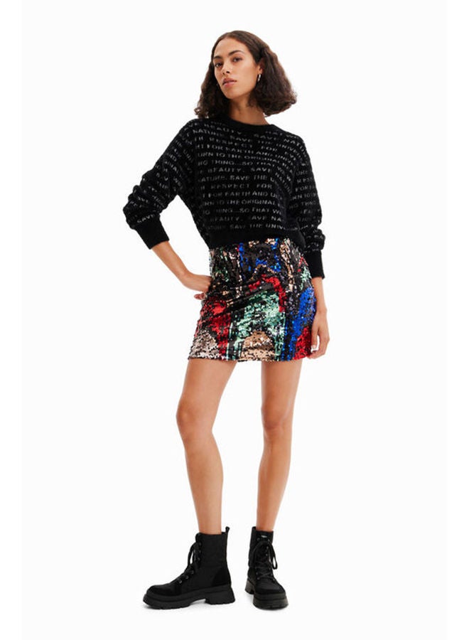DESIGUAL Sequin slim mini skirt - Image 5
