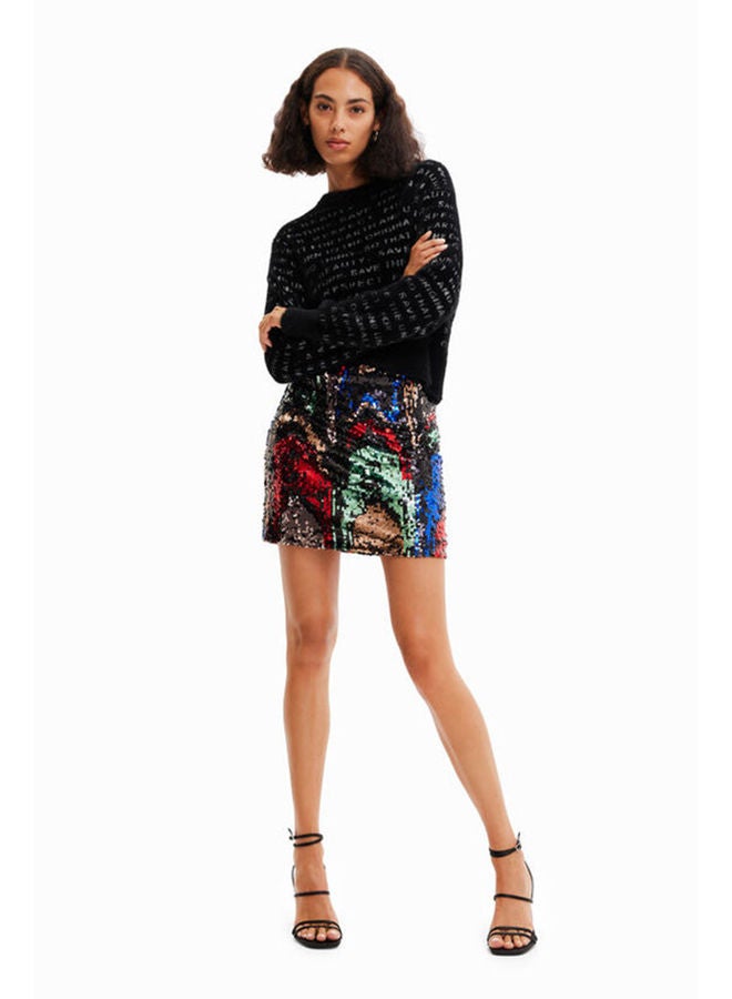 DESIGUAL Sequin slim mini skirt - Image 2