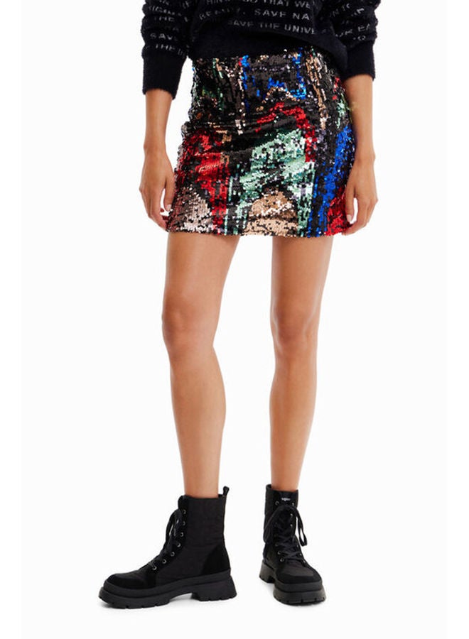 DESIGUAL Sequin slim mini skirt - Image 3