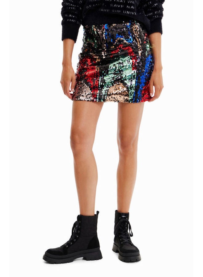 DESIGUAL Sequin slim mini skirt - Image 1