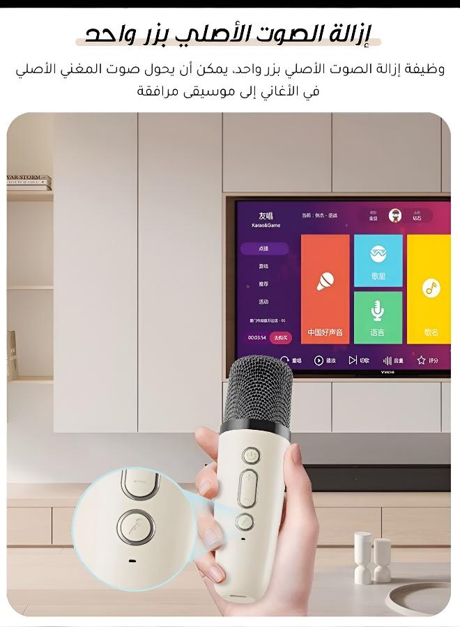 جهاز كاريوكي محمول مزود بميكروفونين لاسلكيين ومشغل موسيقى، لعبة وهدية للأطفال، مكبر صوت بلوتوث صغير للأطفال، لون وردي - Image 2