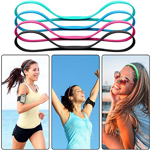 Duufin 20 Pieces Elastic Headbands Non Slip Sport Headband Colorful Workout Headband Sweatband Fashion Yoga, Running Elastic Sports Headbands for Women, Men and Girls, 14 Colors - Image 5