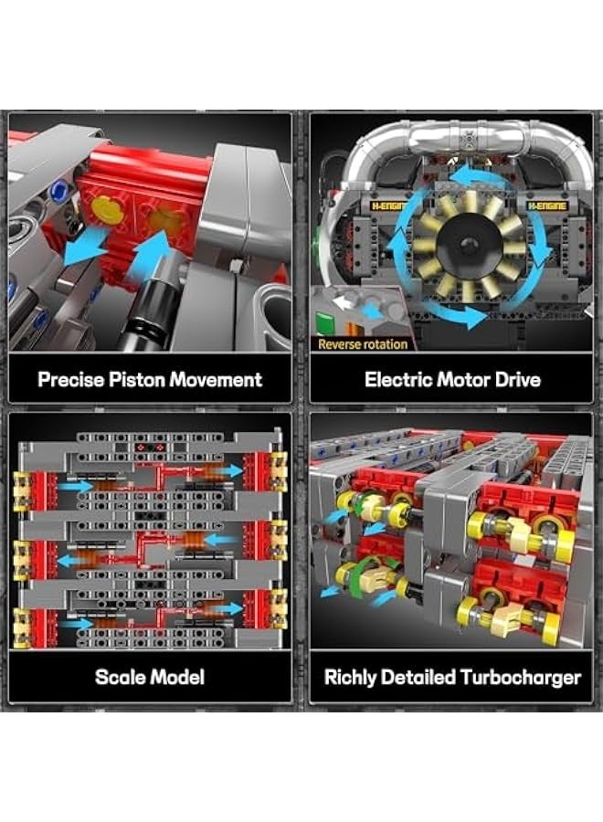 Flat Engine Model Kit That Runs, Boxer Engines Building Blocks with Battery and Motor for Adults, Engineering Construction STEM Toy for Children Boys Girl (2375 PCS)  - Image 4