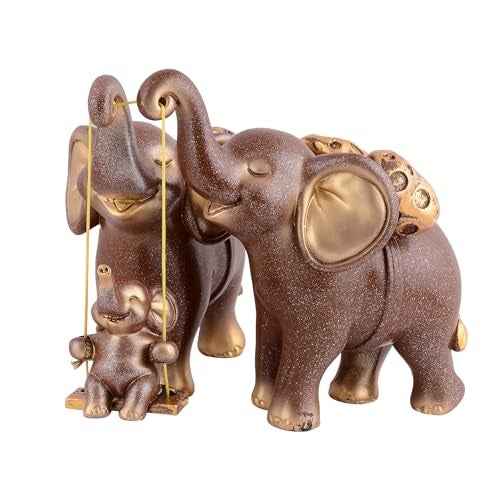 zart Decorative Elephant Family Showpiece Home & Office Decor(Brown) - Image 5