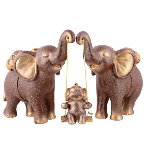 zart Decorative Elephant Family Showpiece Home & Office Decor(Brown) - Image 3
