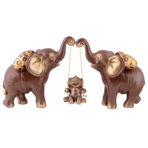 zart Decorative Elephant Family Showpiece Home & Office Decor(Brown) - Image 4