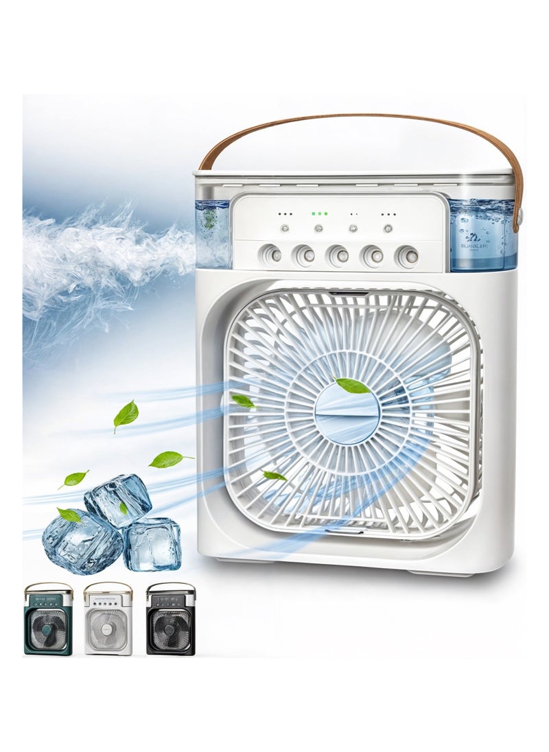 Generic - Air humidifier, portable evaporative cooler, 4 in 1, fan, sprayer, torch, and diffuser, 3 speeds and 7 colored lights, with a 600 ml multi-color tank. - Image 1