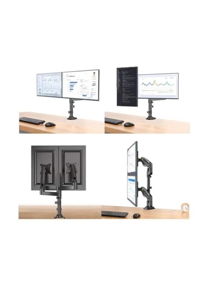 NB Title: H180 Dual Screen Desktop Mount - Adjustable Monitor Arm for 22" to 32" Screens - Ergonomic Stand for 2 Monitors, Full Motion Swivel, Tilt, and Rotation - Black  - Image 3