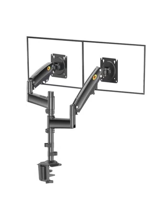 NB Title: H180 Dual Screen Desktop Mount - Adjustable Monitor Arm for 22" to 32" Screens - Ergonomic Stand for 2 Monitors, Full Motion Swivel, Tilt, and Rotation - Black  - Image 1