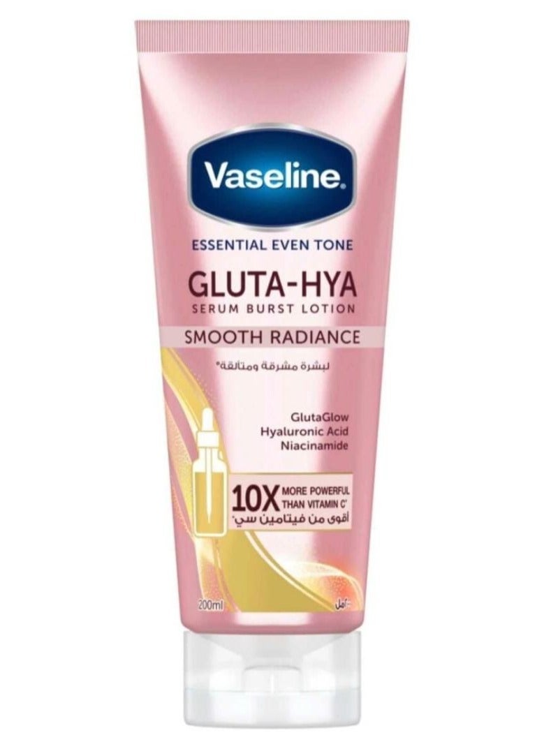 Vaseline Vaseline Essential Even Tone Body Lotion Smooth Radiance, Gluta-Hya Serum Burst 200ml