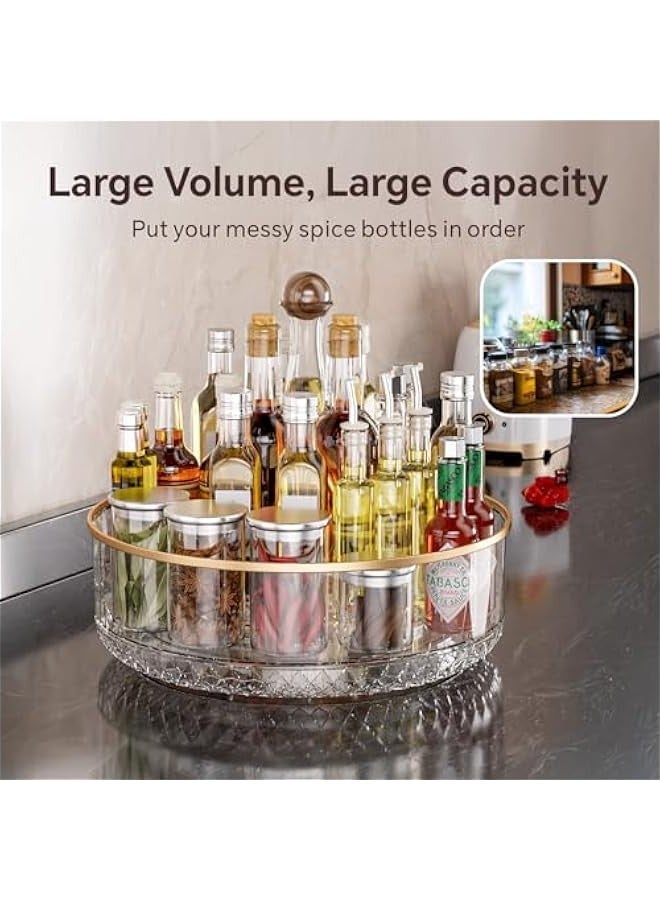 بيوينتي بايشن حاوية تخزين وتنظيم وتنظيم دوارة شفافة من البولي ايثيلين تيرفثالات من ليزي سوزان، حاوية تخزين واسعة عالية السياج للتخزين في المطبخ وغرف النوم والحمامات وغرف المعيشة - Image 2