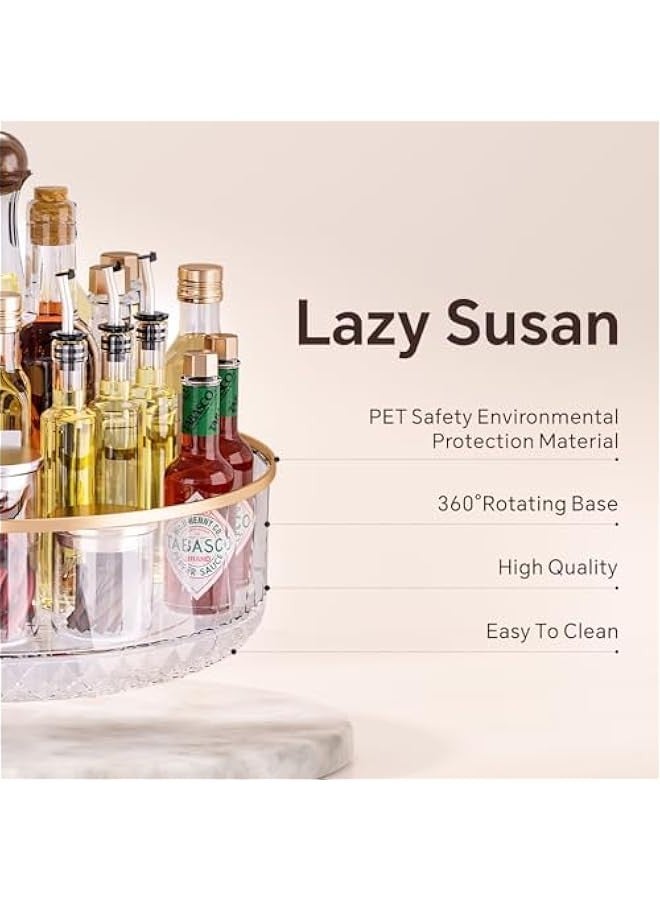 بيوينتي بايشن حاوية تخزين وتنظيم وتنظيم دوارة شفافة من البولي ايثيلين تيرفثالات من ليزي سوزان، حاوية تخزين واسعة عالية السياج للتخزين في المطبخ وغرف النوم والحمامات وغرف المعيشة - Image 4