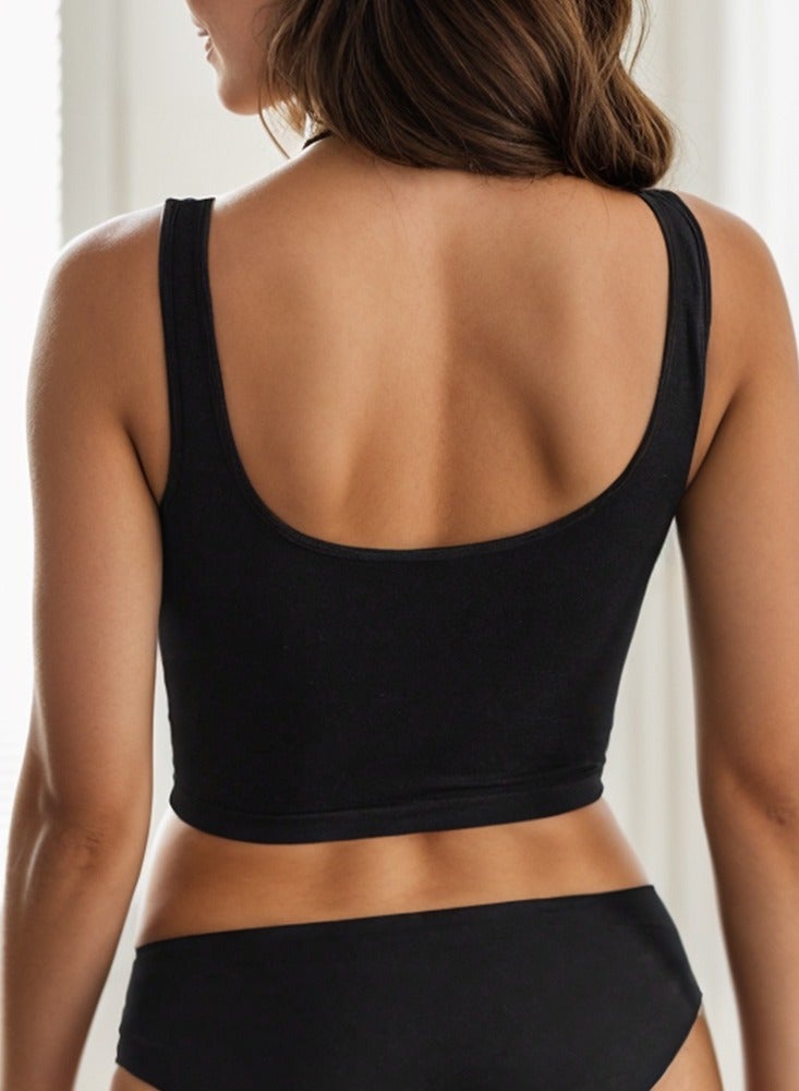 Women's Racerback Seamless Tank Top in Black - Image 3