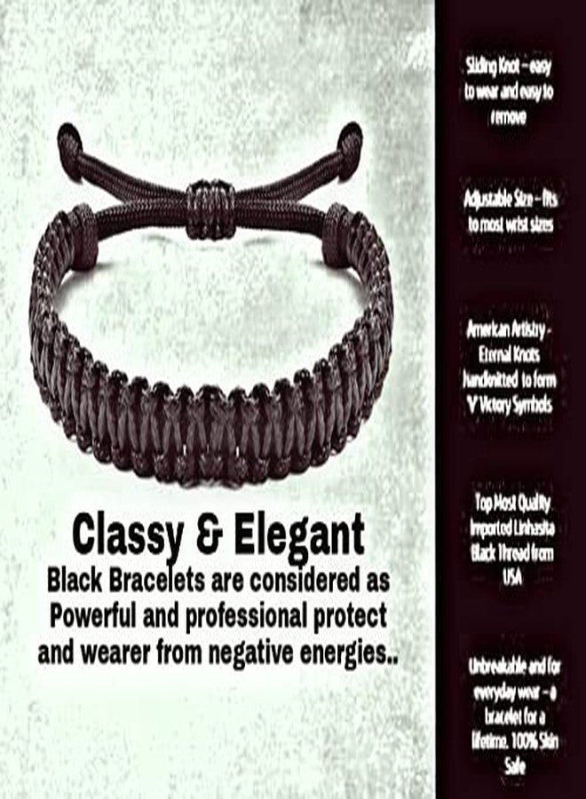 Legacy Black Thread Bracelet Adjustable Powerfull Negative Energy Protection Nylon Cord Adjustable Vadic Kala Dhaga Victory Good Luck Wrist Band For Men Women Boys Girls Kids - Image 3
