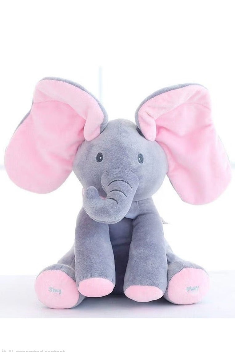 Peek-a-Boo Singing Elephant Plush Toy – Interactive Baby Toy with Flapping Ears, Music & Talking Features – Soft Stuffed Animal for Infants & Toddlers - Image 1