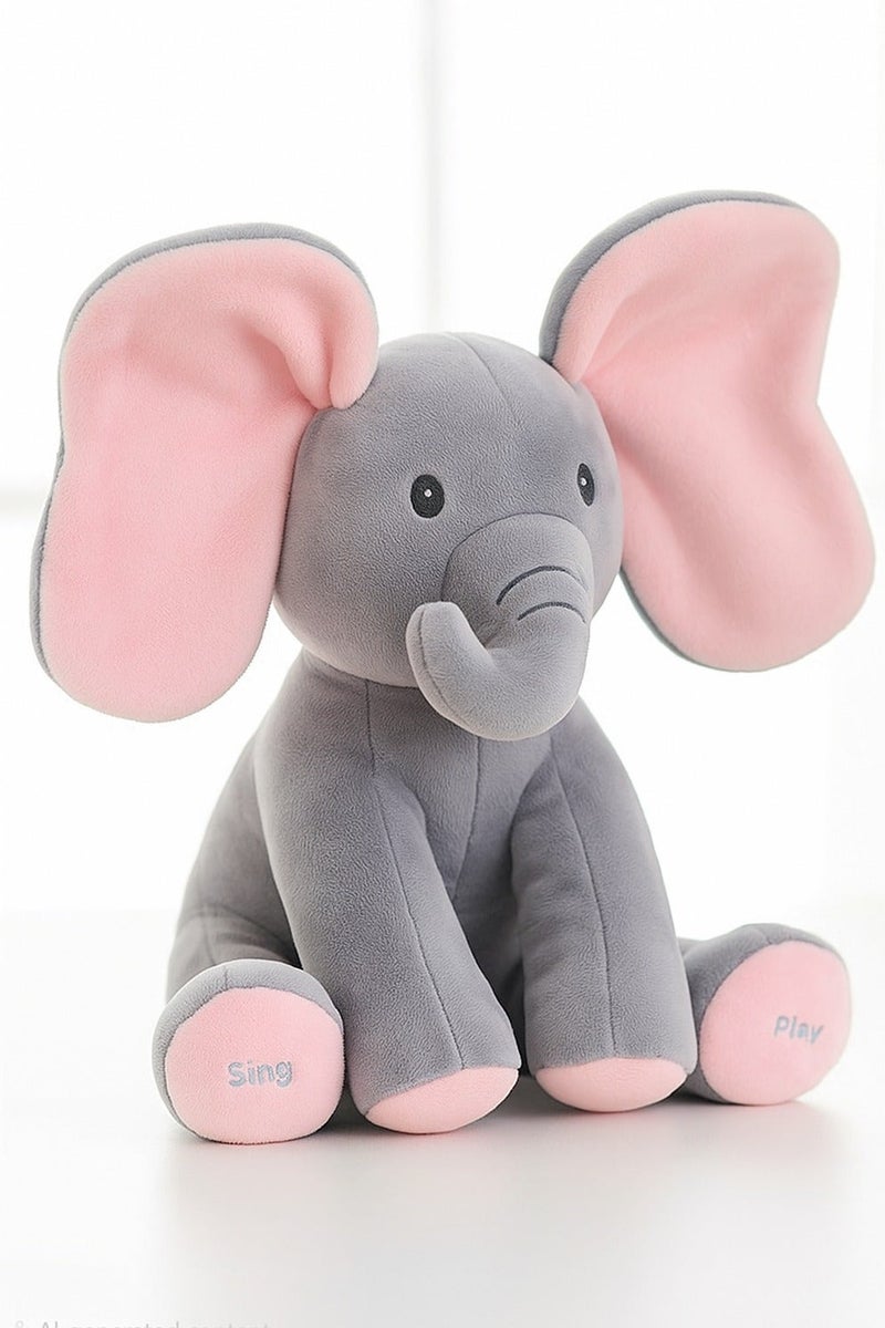 Peek-a-Boo Singing Elephant Plush Toy | Interactive Baby Toy with Flapping Ears, Music & Talking Features | Soft Stuffed Animal for Infants & Toddlers - Image 3