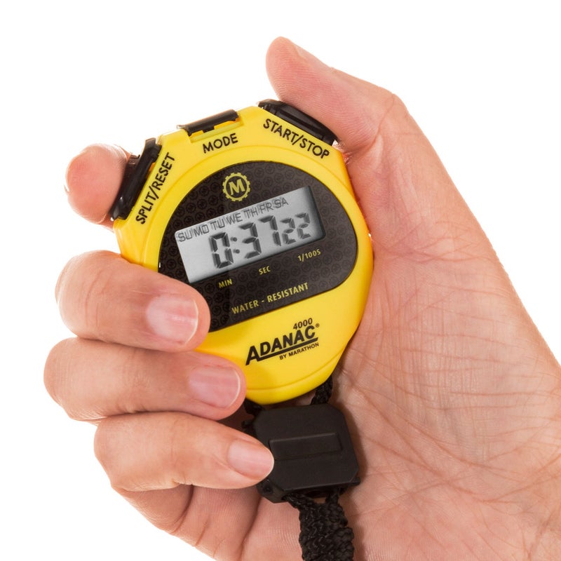 MARATHON Adanac 4000 Digital Stopwatch Timer, Yellow - High Precision Accuracy to 1/100th Seconds - Water, Dust & Shock Resistant - 46â€ Lanyard Included - Image 4