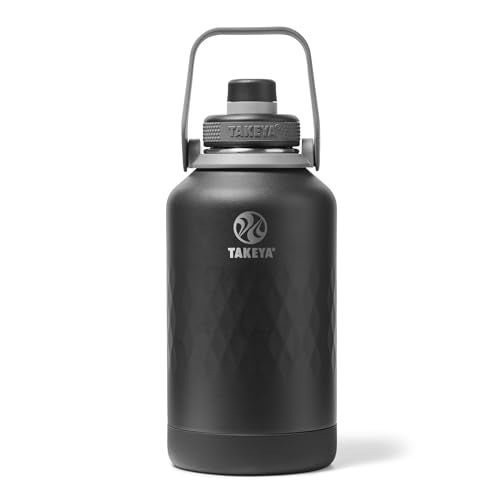 Takeya Sport 64 oz Triple-Insulated Stainless Steel Water Bottle, Spout Lid – Leakproof, Sweatproof, BPA-Free, Keeps Drinks Cold 36 Hrs, Hot 14 Hrs – Obsidian - Image 1
