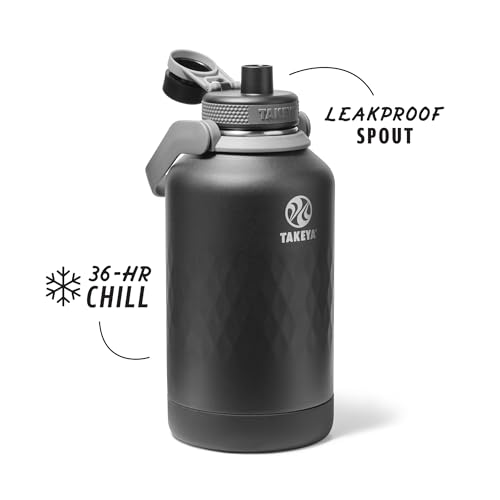 Takeya Sport 64 oz Triple-Insulated Stainless Steel Water Bottle, Spout Lid – Leakproof, Sweatproof, BPA-Free, Keeps Drinks Cold 36 Hrs, Hot 14 Hrs – Obsidian - Image 2