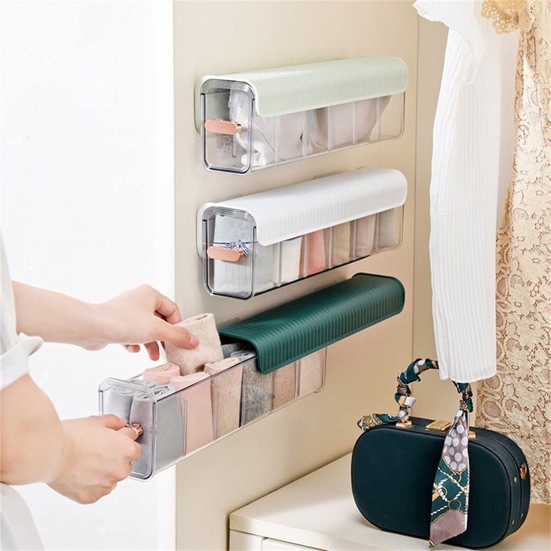PRIVERA PunchFree Multifunctional Storage Box Underwear Socks Seasoning Storage Box Switchable 5 Cell Drawer Organizers SelfAdhesive Anti Dust Storage Boxes for Clothes Socks 3 PCS Multicolor - Image 1