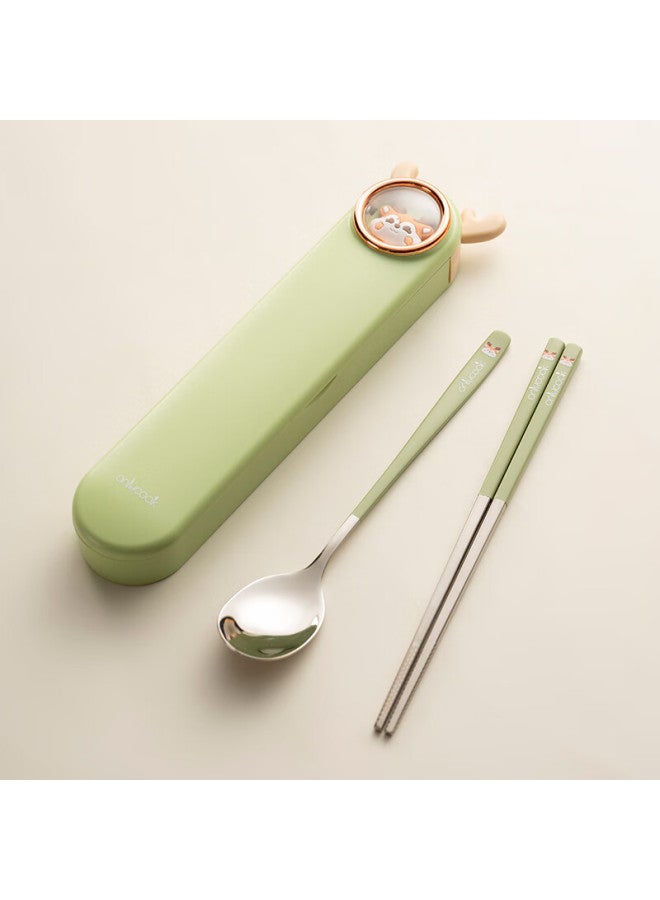 Onlycook Onlycook 304 Stainless Steel Portable Tableware Set For Students And Children, Chopsticks And Spoon With Storage Box - Original Color Deer Design - Image 3