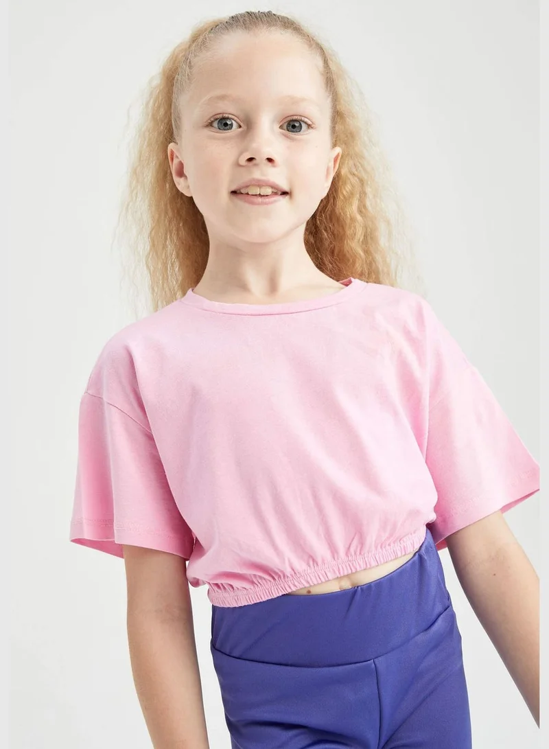 ديفاكتو Regular Fit Short Sleeve Crop Top
