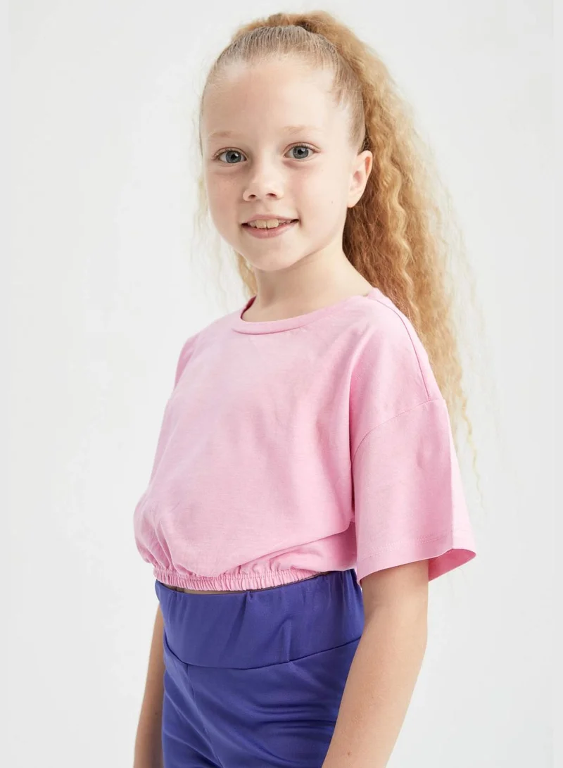 ديفاكتو Regular Fit Short Sleeve Crop Top