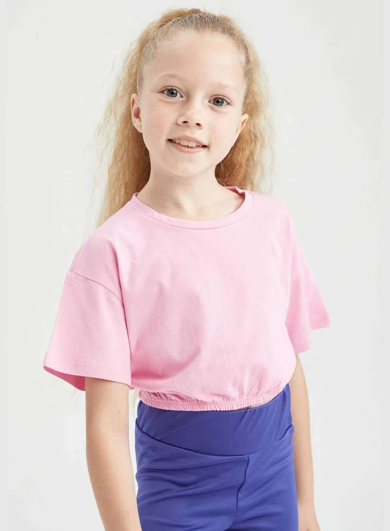 ديفاكتو Regular Fit Short Sleeve Crop Top