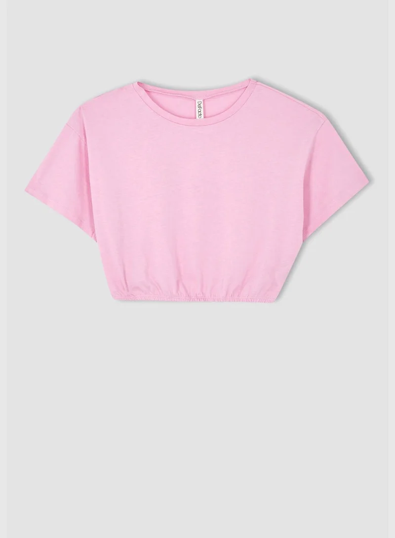 ديفاكتو Regular Fit Short Sleeve Crop Top
