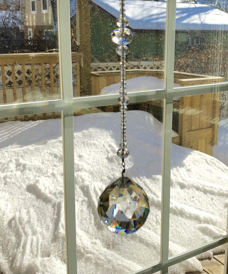 Light Wave Beautiful Sparkling Crystal Rainbow Sun-Catcher Ball Prism Pendant Hanging, Window, Garden, Balcony Hanging Ornament, Car Hanging (Model 25) - Image 2