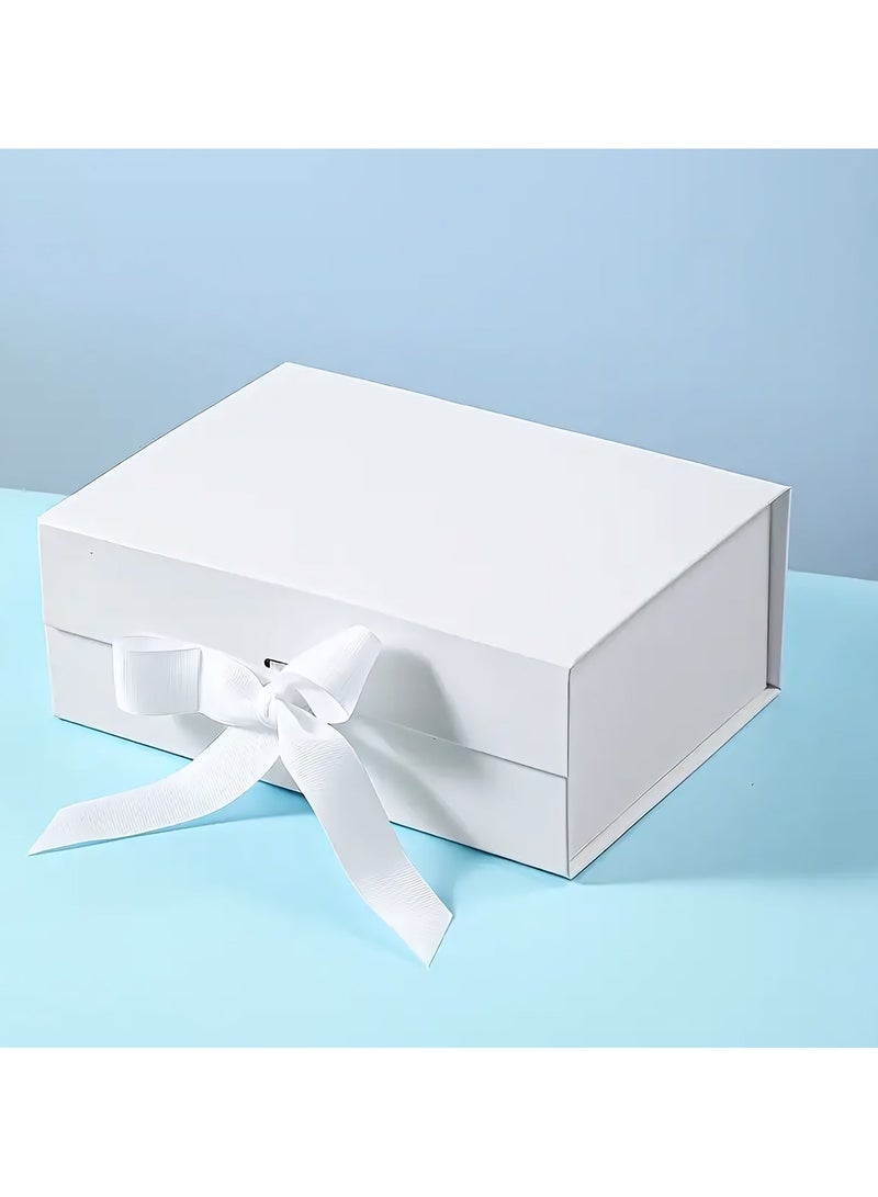 Luxury Magnetic Gift Box, White Large Gift Box with Ribbon, Folding Cardboard Gift Boxes for Presents With Lid, Suitable for Weddings, Birthday, Festival, Anniversary, 23*17*7 cm - Image 1