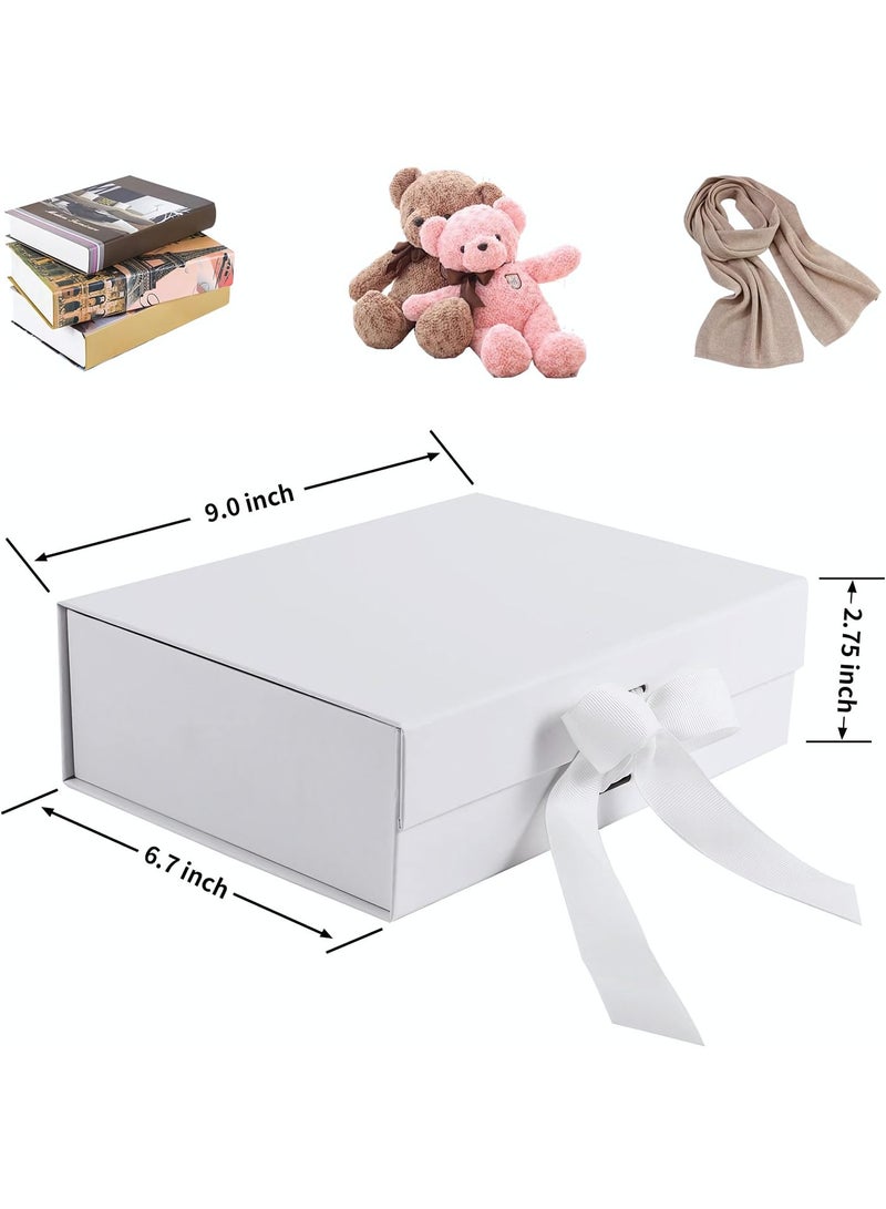 Luxury Magnetic Gift Box, White Large Gift Box with Ribbon, Folding Cardboard Gift Boxes for Presents With Lid, Suitable for Weddings, Birthday, Festival, Anniversary, 23*17*7 cm - Image 2