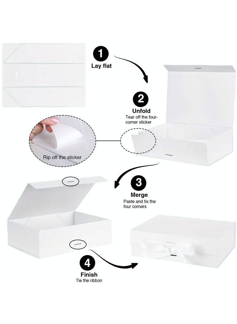 Luxury Magnetic Gift Box, White Large Gift Box with Ribbon, Folding Cardboard Gift Boxes for Presents With Lid, Suitable for Weddings, Birthday, Festival, Anniversary, 23*17*7 cm - Image 5