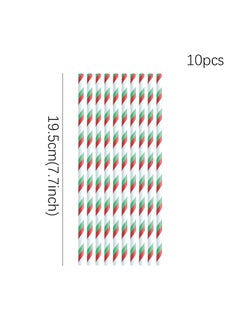 10 red and green striped straws