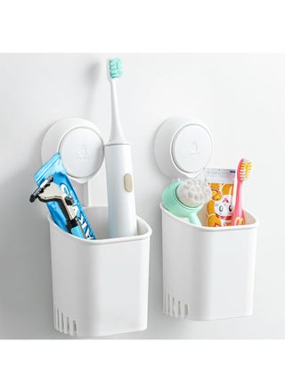2 Pack Wall Mounted Toothbrush Holder, Powerful Toothpaste Toothbrush Suction Cup, Self-draining Shower Razor Holder, Kitchen Tableware Holder White 9.4x9.2x19.5cm - pzsku/ZBDC0D75072BEFCAA8C38Z/45/_/1726903867/dcb841f9-1499-4907-9cd9-7699d02c9c54