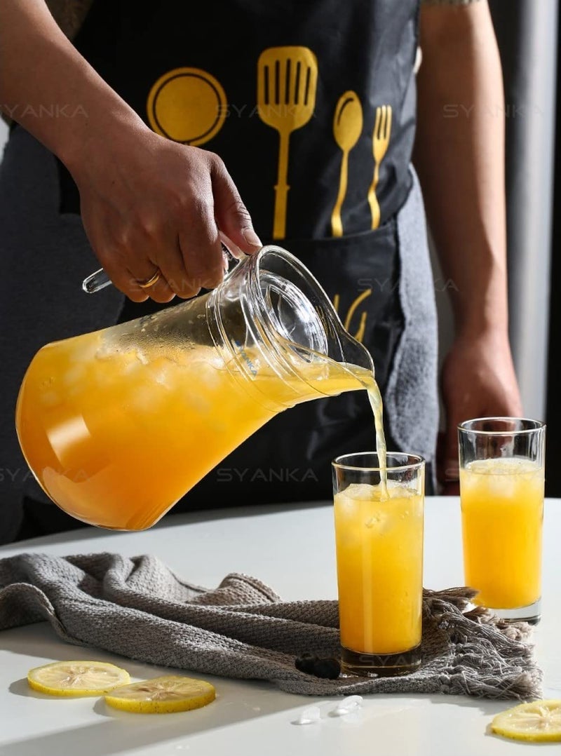 SYANKA Premium Water and Juice Glasses Set of 6 and Jug Set Combo - Glasses 300ML, Jug 1.3 Liter, Glass and Jug Set for Dining Table, Transparent - Image 3
